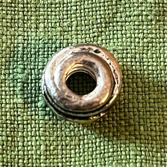 Pandora silver charm with gold accents, wrapped/stacked design, 1/4” x 1/2” - Picture 2 of 6